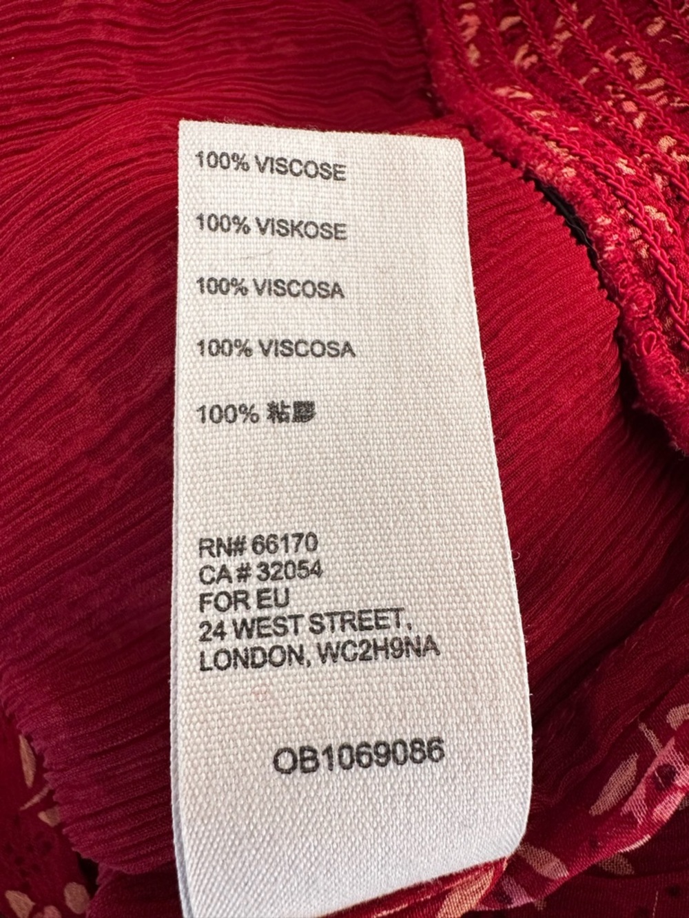 Free People Roma ditsy floral sheer red long sleeve top XS - Picture 8 of 8